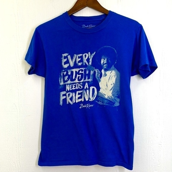 Bob Ross - Every Bush Needs A Friend Graphic Blue Short Sleeve Tee Size Small - Picture 6 of 8
